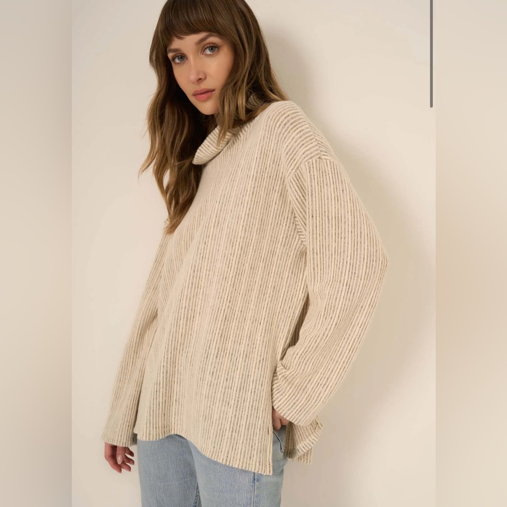 Project Social T Juniper Brushed Funnel Neck in Eggnog